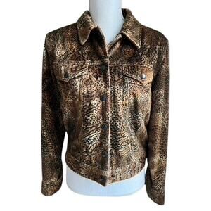 Jones New York Sport cheetah print faux fur jacket size 8
